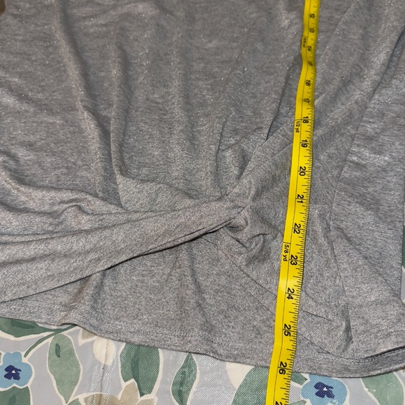 Ann Taylor Grey & Silver Sparkle Top, Side Knot TShirt, Long Sleeve, Women’s XL - Picture 12 of 13
